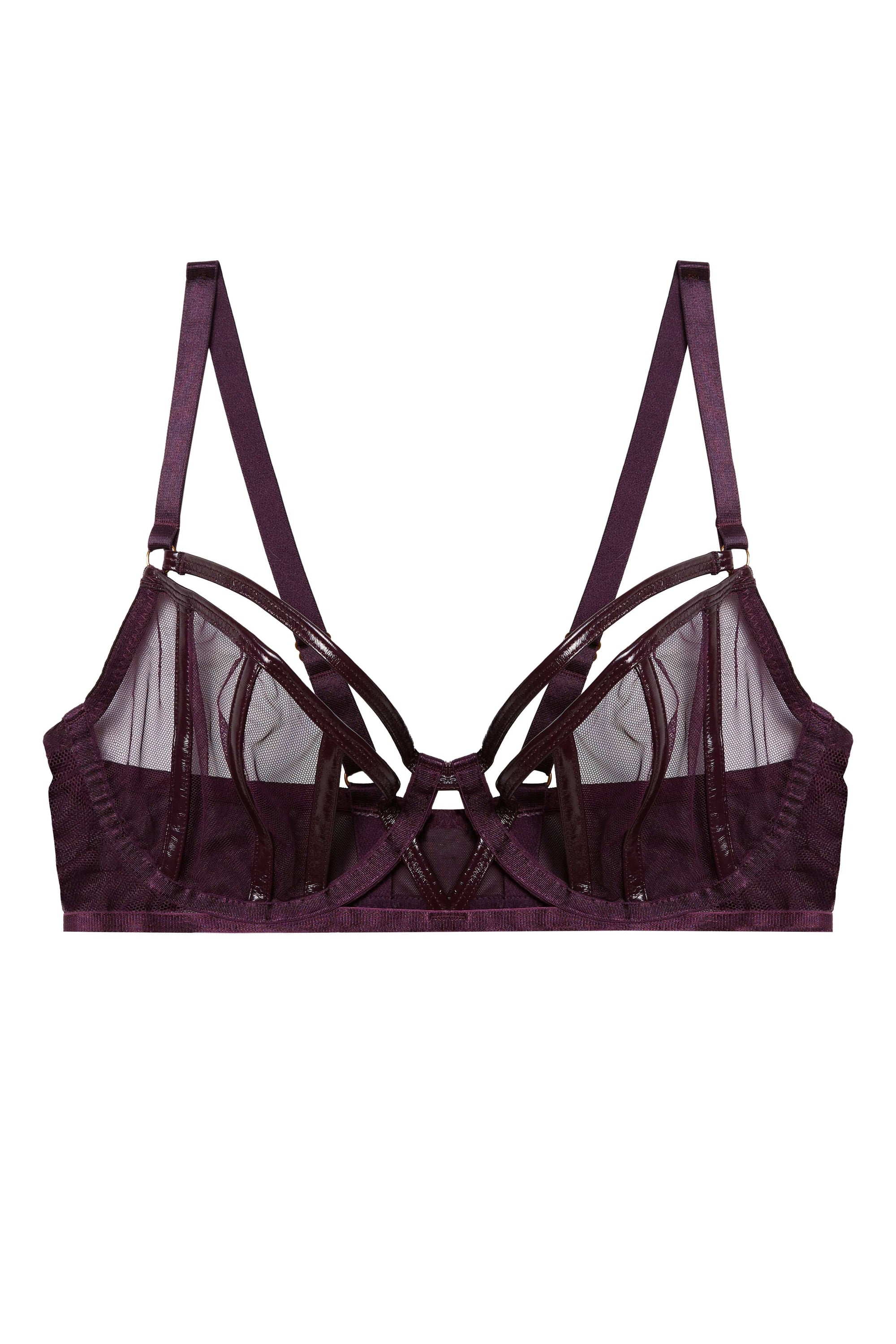 Kelly Wine PVC Panelled Bra