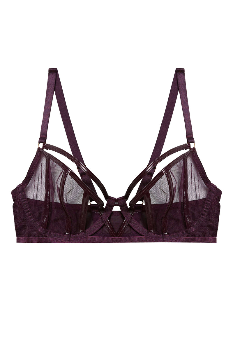 Kelly Wine PVC Panelled Bra