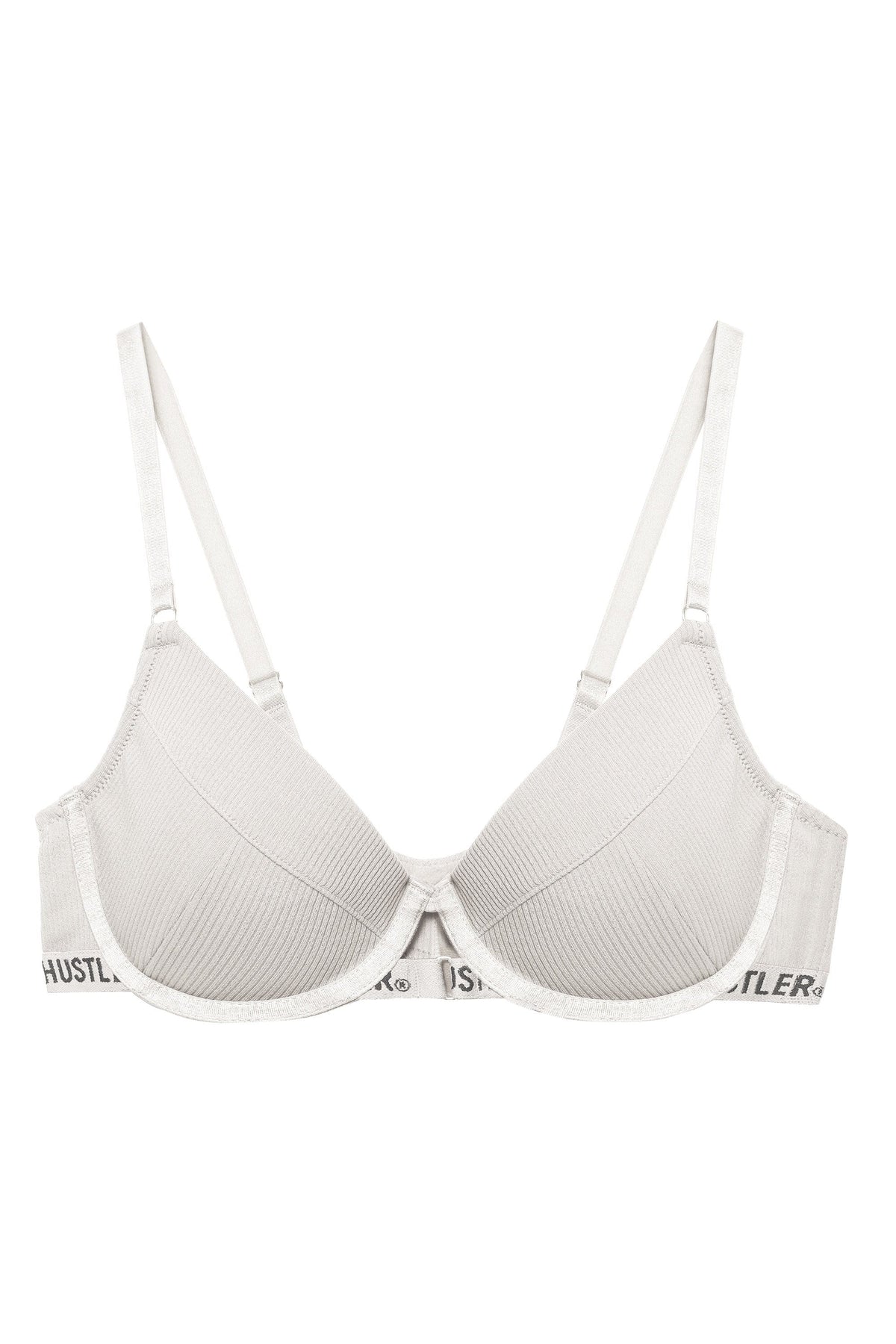 Branded Ribbed Ivory Bra