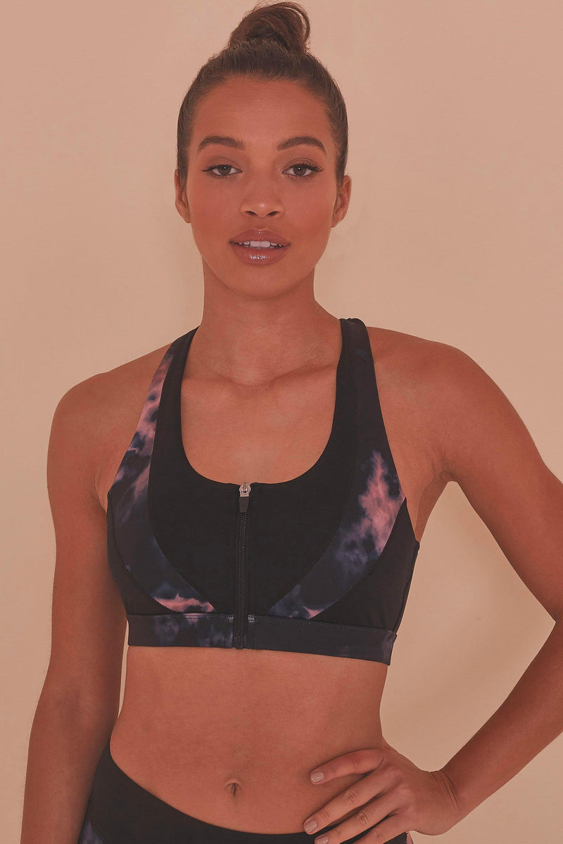 Dark Marble Zip Front Sports Bra – PP US Outlet