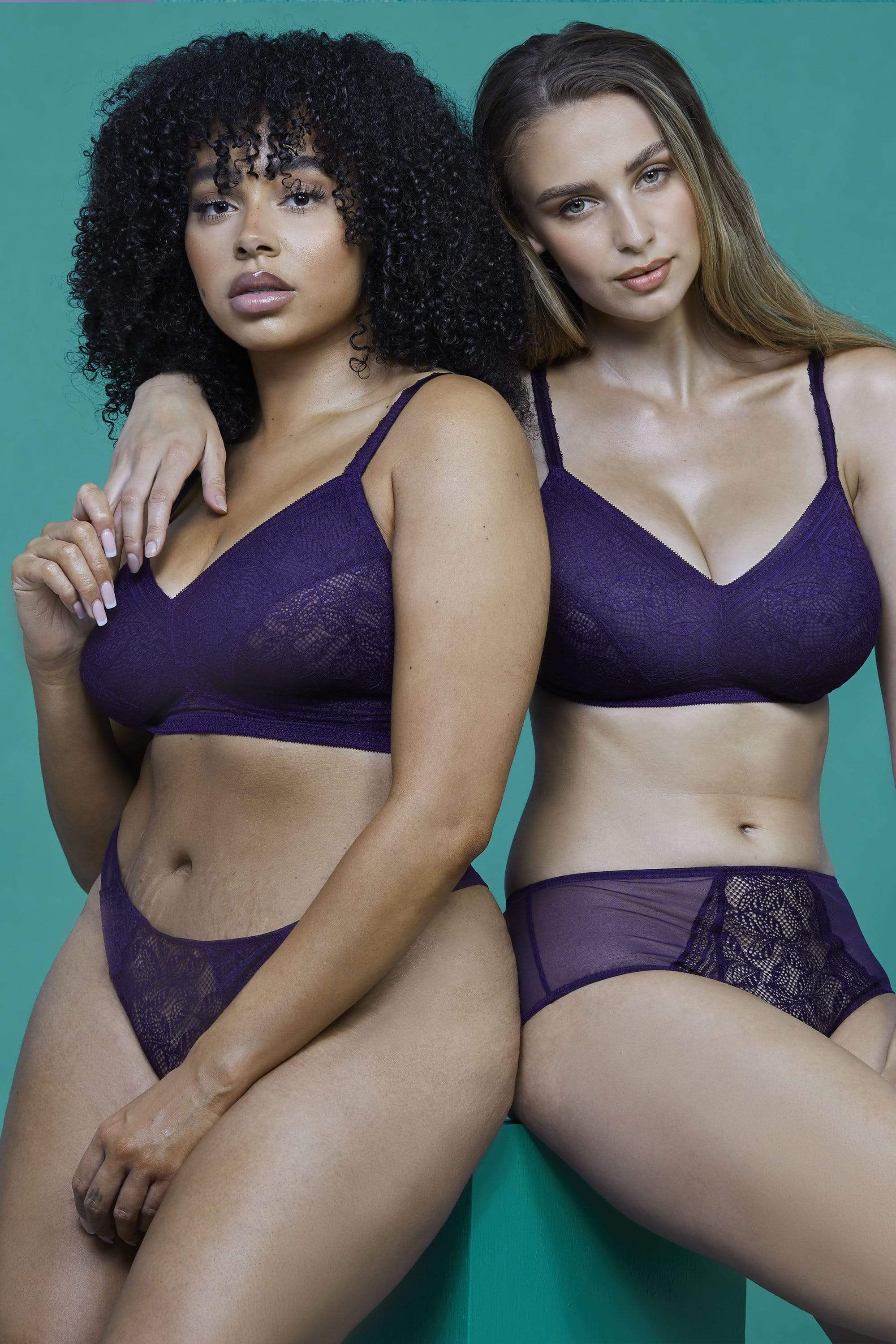 Deja Day Emma Vine Purple Brazilian Lace Brief