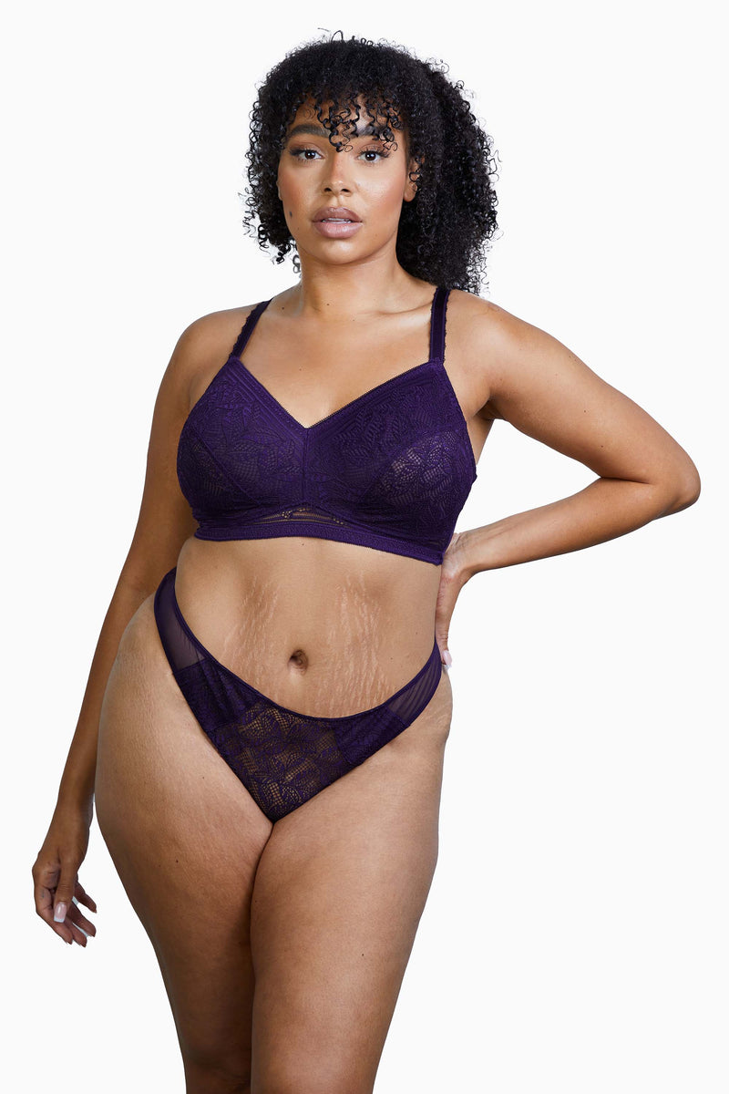 Deja Day Emma Vine Purple Brazilian Lace Brief