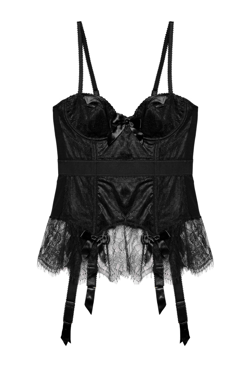 Tempest Black Lace Basque with Bows