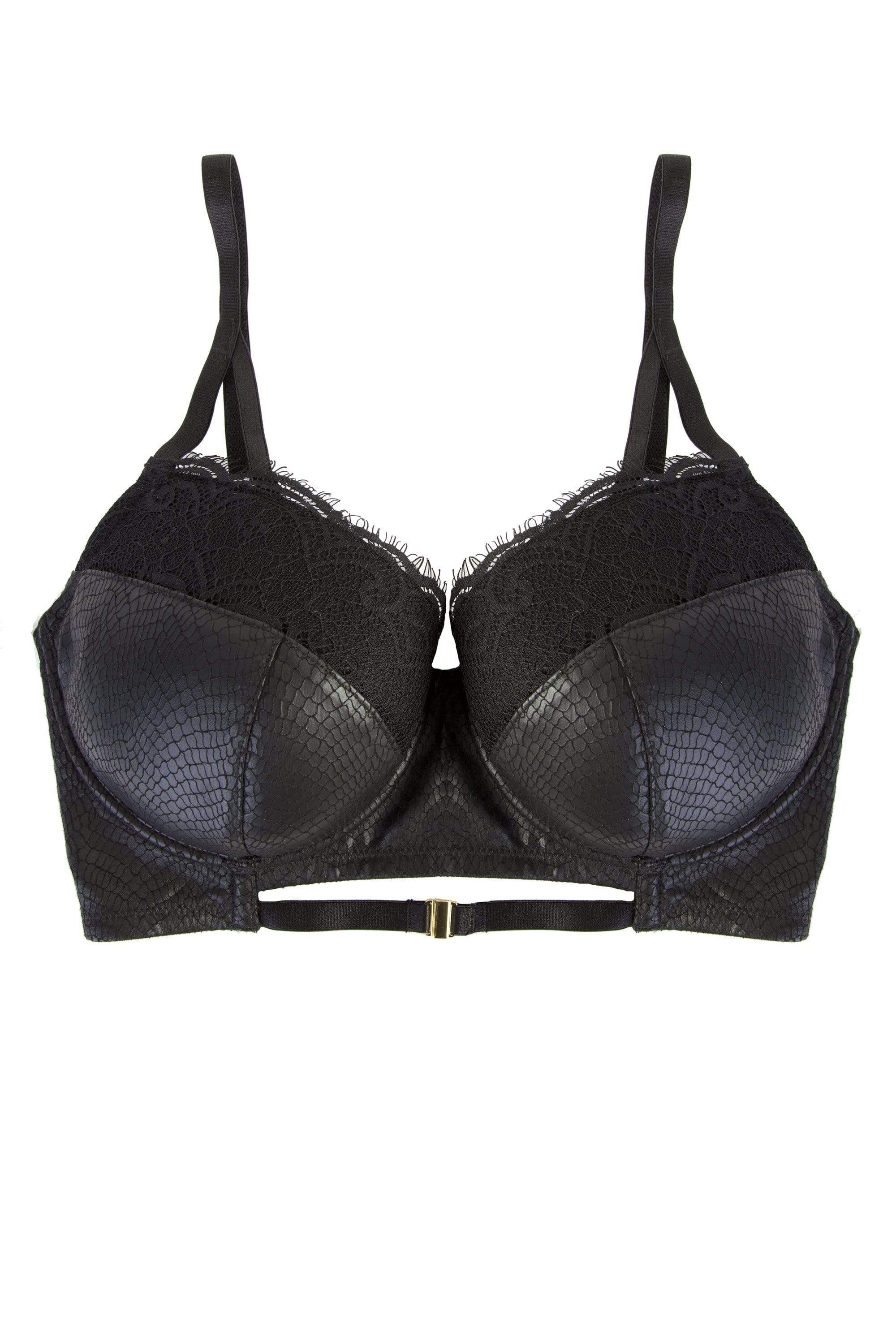 Aerona Lace and Leatherette Longline DD/E-G Bra