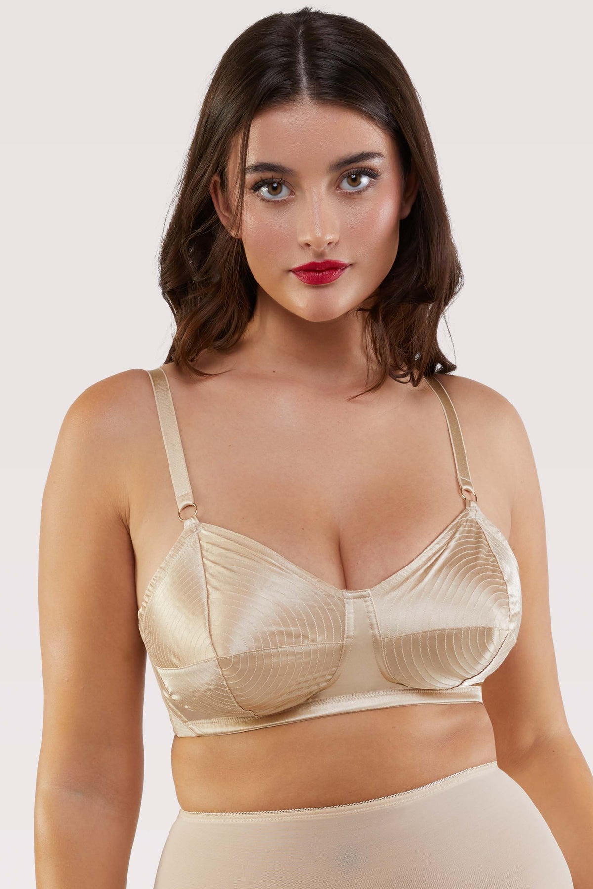 Champagne Spiral Stitch Bullet Bra