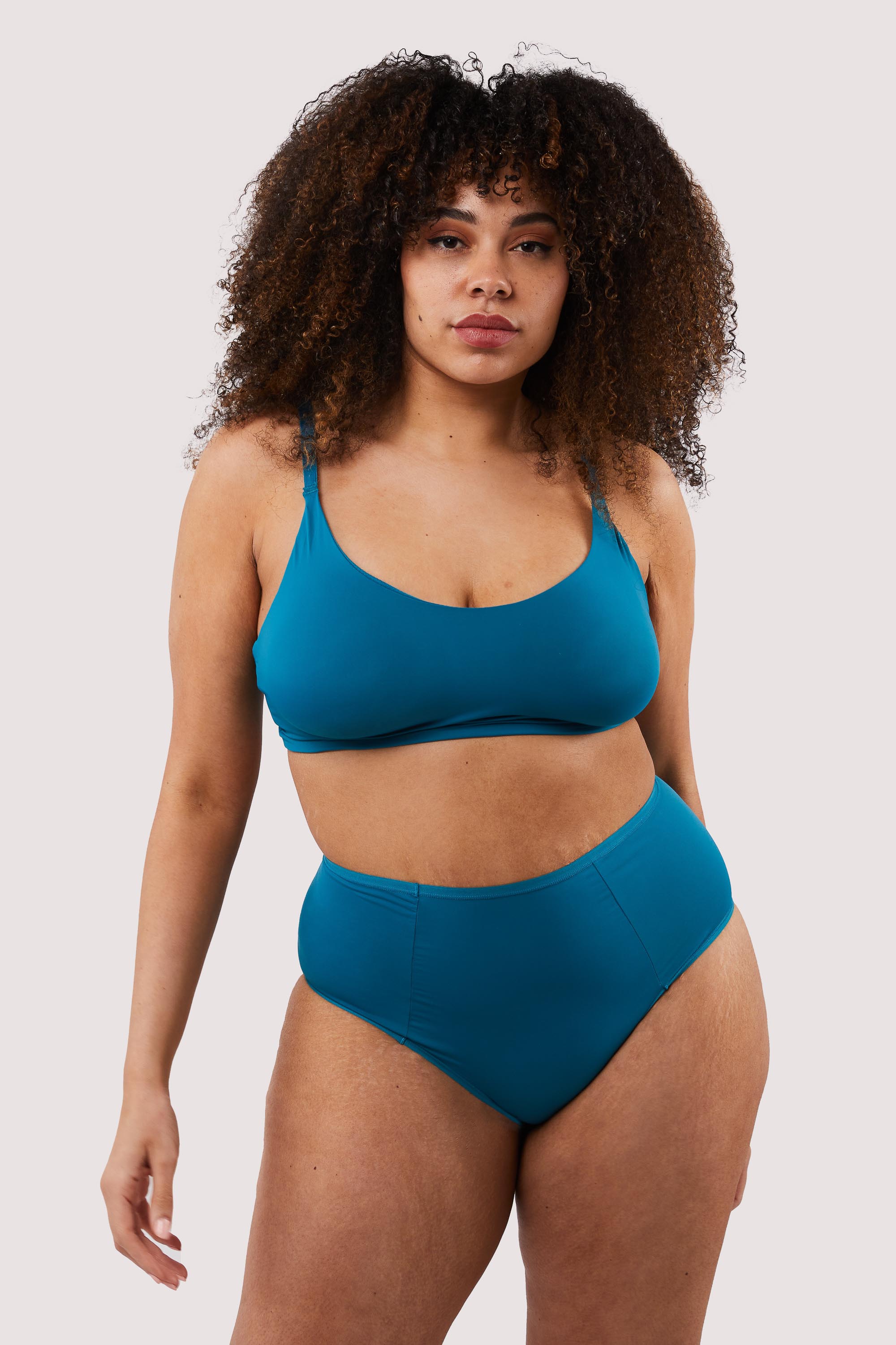 Second Skin Teal Recycled Crop Top Bra