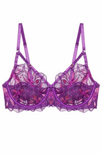 Walpole Purple Embroidered Strappy Balconette Bra