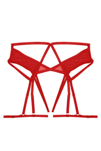 Sarah Red Strappy Ouvert Suspender Brief