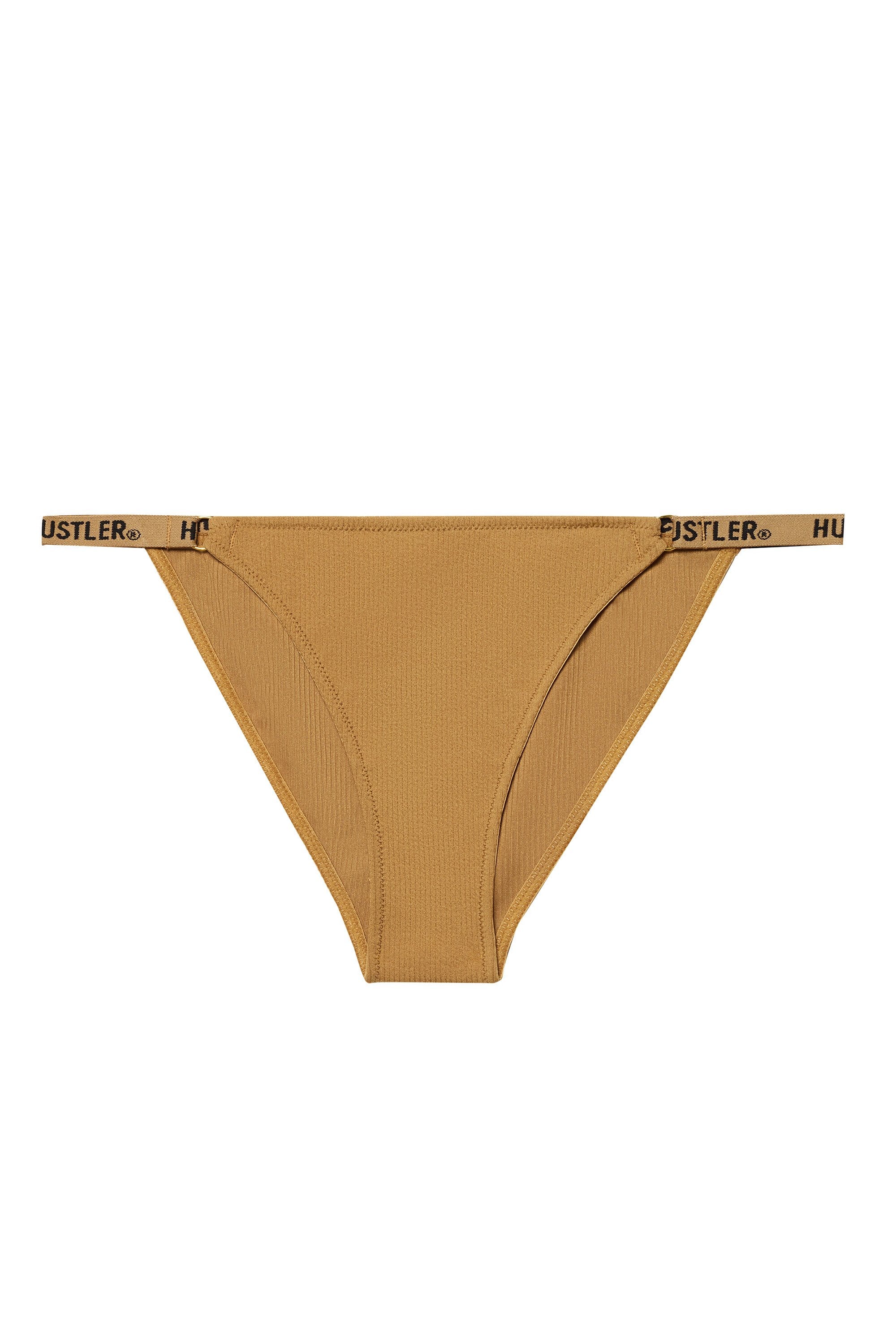 Branded Ribbed Tanga Caramel Brief