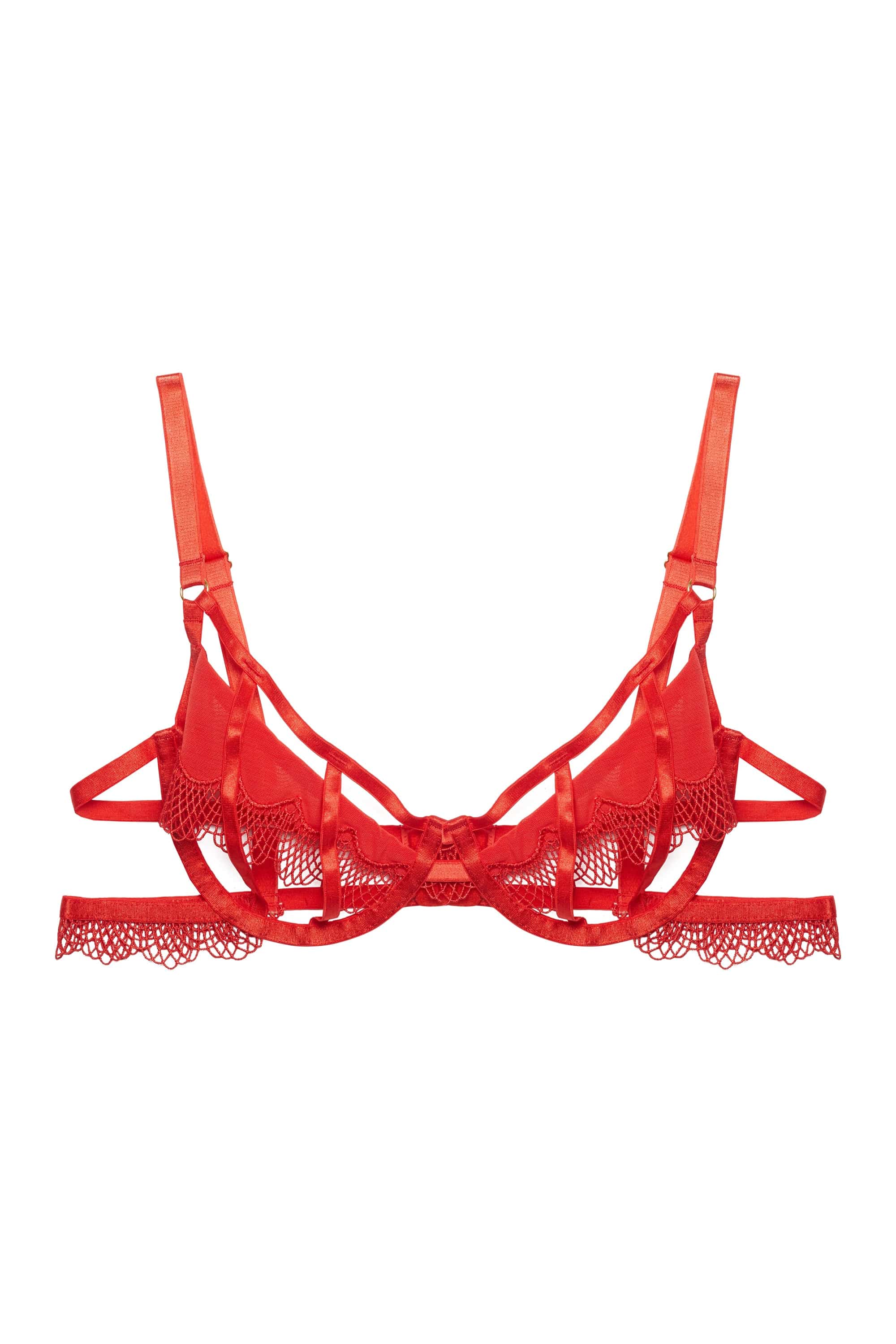 Grace Red Lace Trim Cut Out Wired Bra