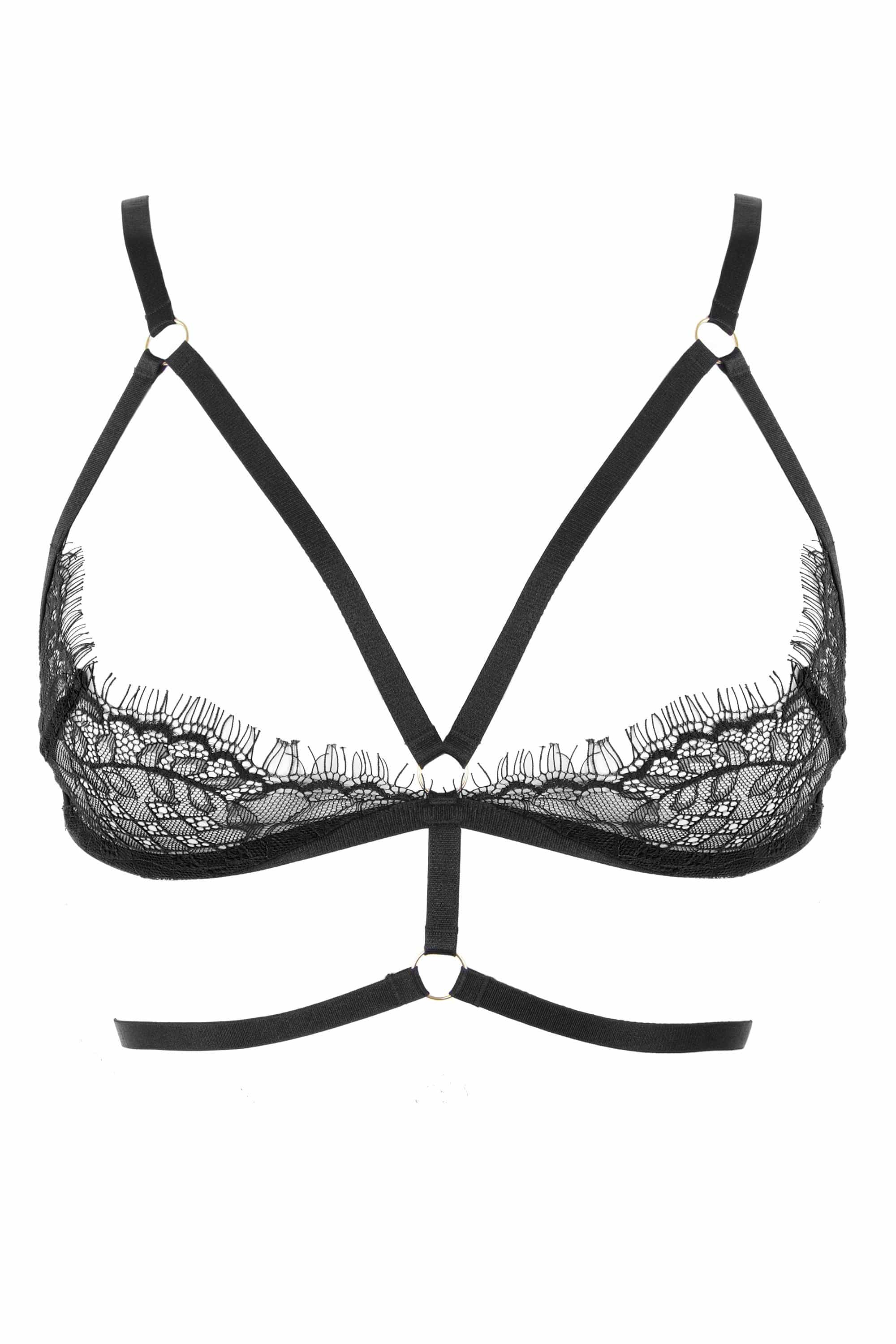 Venus Black Lace Open Bra