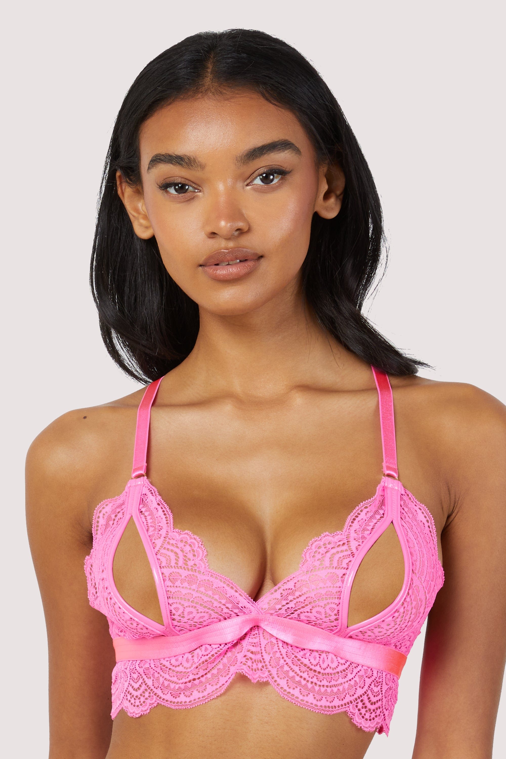 Demi Pink Lace Triangle Peep Bra