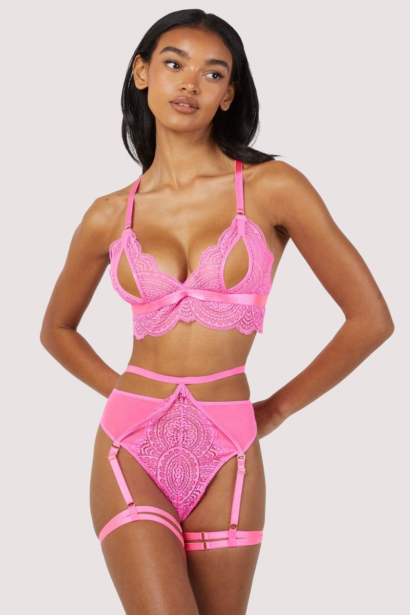 Demi Pink Lace Triangle Peep Bra