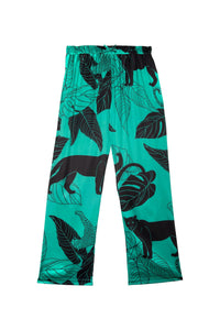 Green Panther Print Satin Pyjama Set